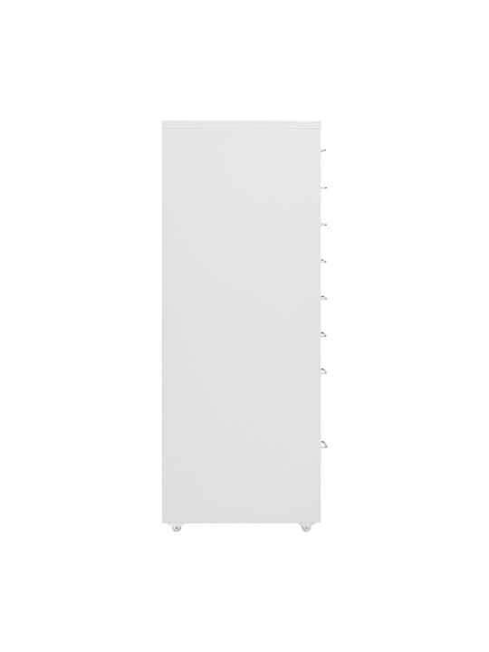 Office Storage Metal Drawer with Wheels & 8 Drawers Grey L28xW41xH109cm