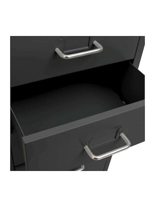 Office Storage Metal Drawer with Wheels & 8 Drawers Ανθρακί L28xW41xH109cm