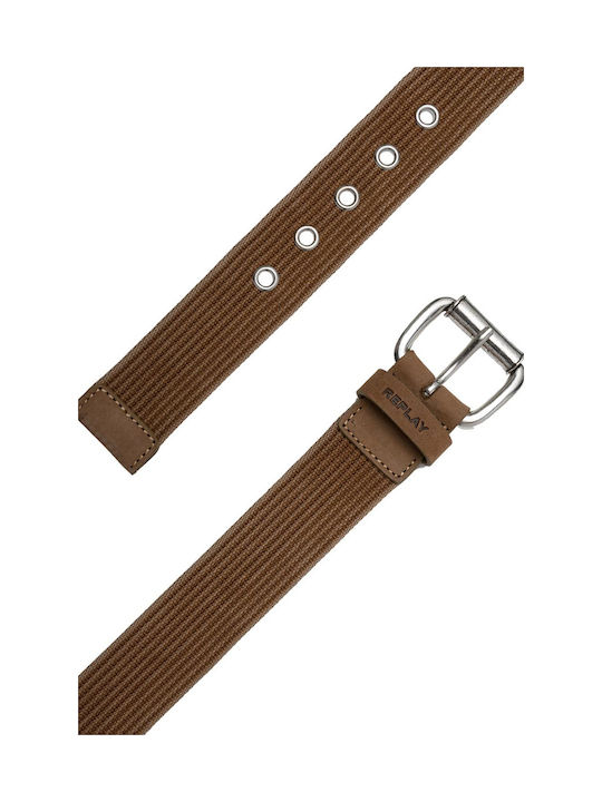 Replay Men's Fabric Webbing Belt Belt Dove Brown