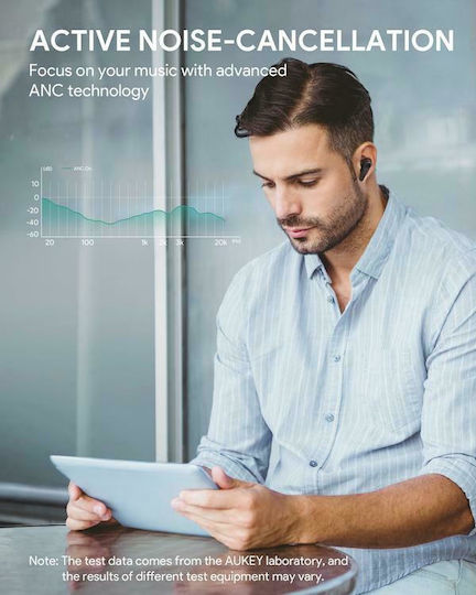 Aukey EP-N7 In-ear Bluetooth Handsfree Ακουστικά με Αντοχή στον Ιδρώτα και Θήκη Φόρτισης Μαύρα