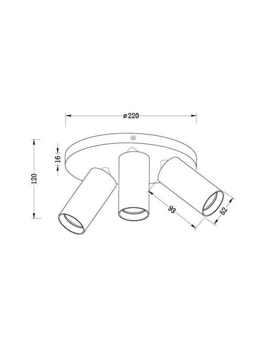 Vivalux SP713-3R Triple Spot with Socket GU10 in Black Color