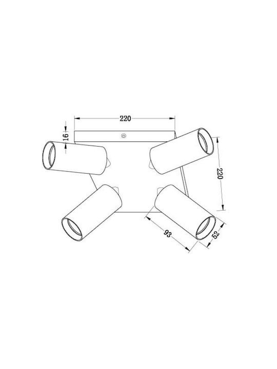 Vivalux SP714-4SQ Σποτ με 4 Φώτα και με Ντουί GU10 σε Μαύρο Χρώμα