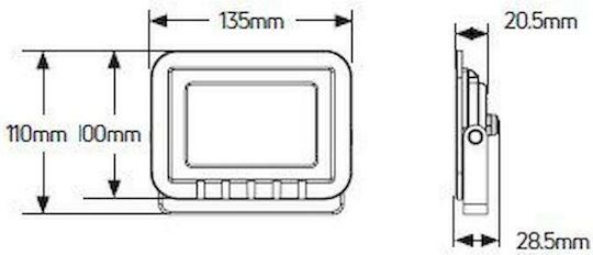 Geyer Στεγανός Προβολέας LED 20W Φυσικό Λευκό 4000K IP65