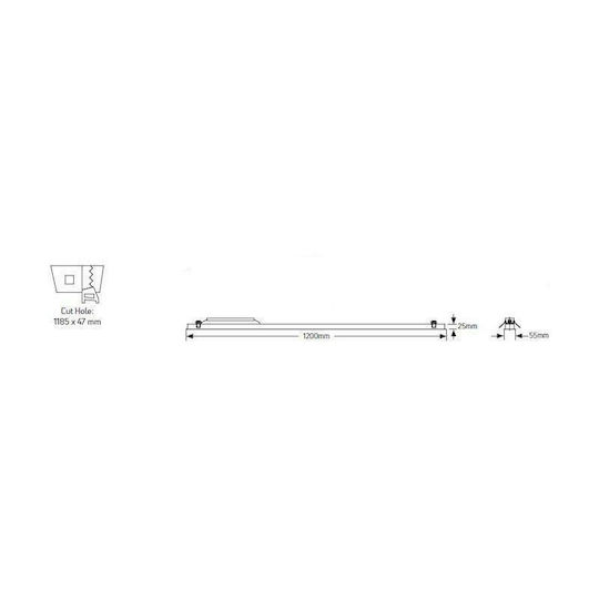 Geyer Commercial Linear Recessed LED Ceiling Light 40W Warm White IP20 Dimmable L120xD5.5xH2.5cm