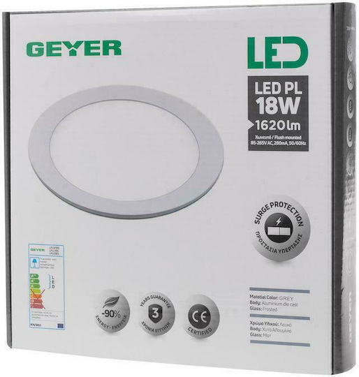 Geyer Rund Vertieft LED Panel 18W mit Warmes Weiß Licht 3000K