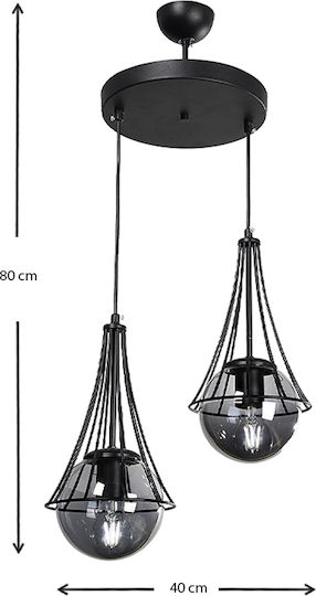 Megapap Cahaya Pendant Light Black with Socket E27 40x40x80cm