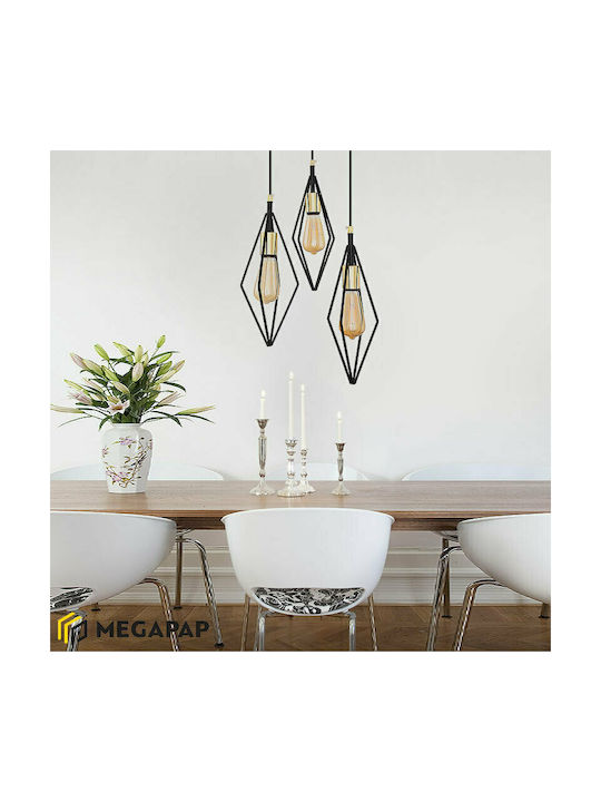 Megapap Nehora Pendant Light Three-Light for Socket E27 Black