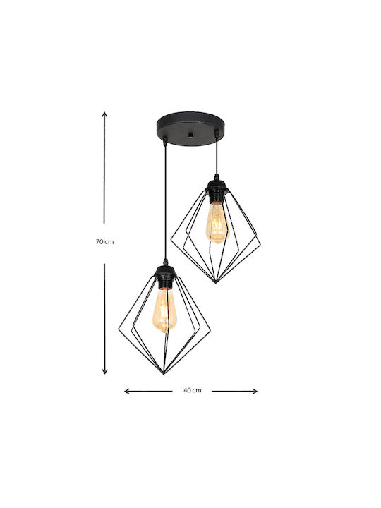 Megapap Nura Κρεμαστό Φωτιστικό Μαύρο με Ντουί E27 40x40x70εκ.