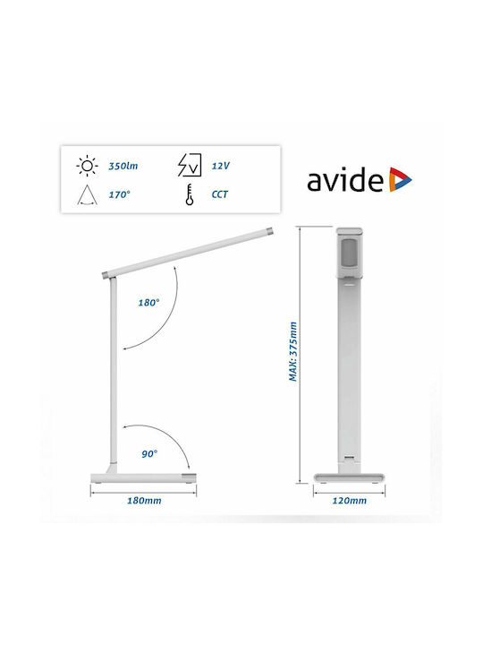 Avide ABLDL-12W-SC-W LED Φωτιστικό Γραφείου Αναδιπλούμενο σε Λευκό Χρώμα