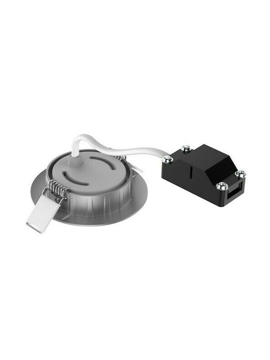 Elvhx Round Metallic Recessed Spot with Integrated LED and Natural White Light Silver 8x8cm. 1pcs