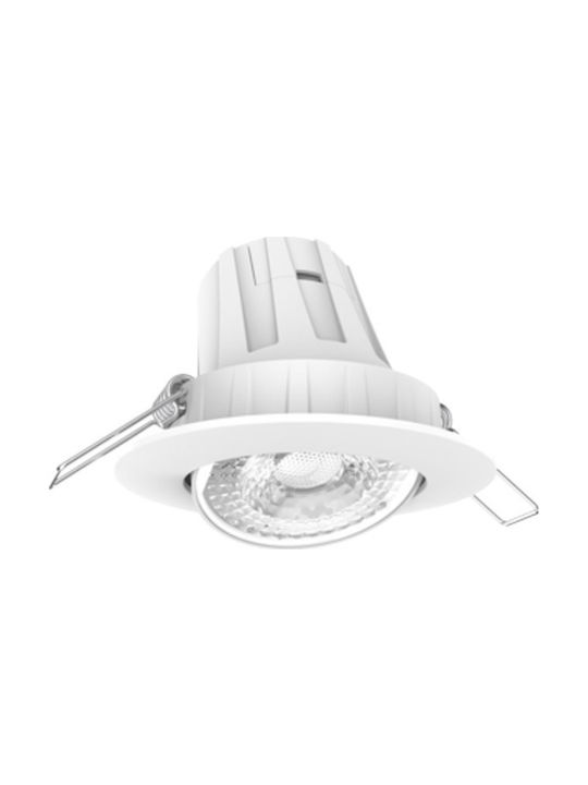 Elvhx Rund Metallisch Einbau Spot mit integriertem LED und Warmweißes Licht Weiß 8x8cm. 1Stück