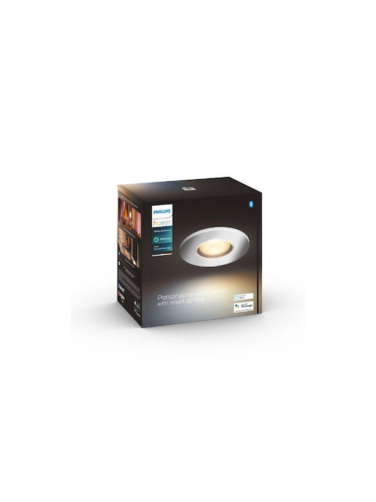 Philips Rund Metallisch Einbau Spot mit integriertem LED und Warmweißes Licht Silber 1Stück