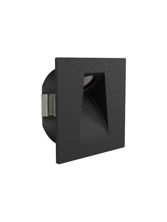 Eglo Square Metallic Recessed Spot with Integrated LED Black 8x8cm.