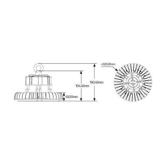 Geyer Commercial Bell Light 240W Natural White 31200lm with Built-in LED Black