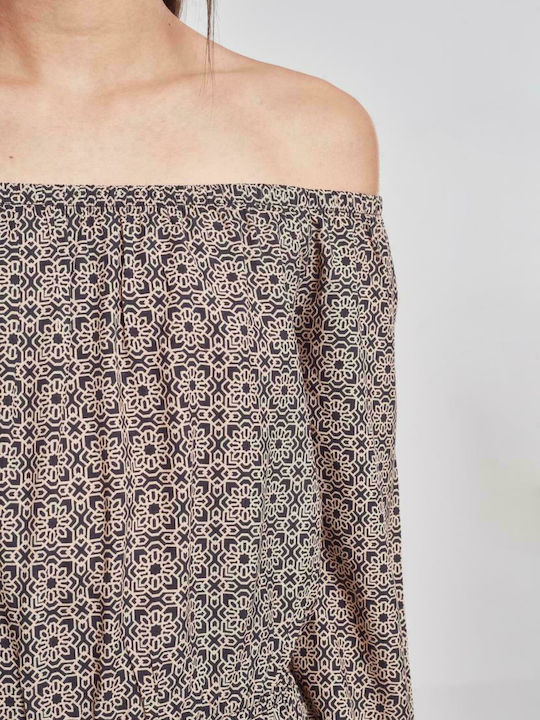 Γυναικείο Off-Shoulder Ολόσωμο Σορτς Black