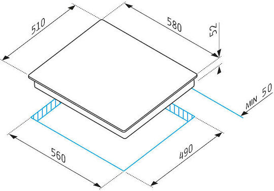 Pyramis 58IN 4005 Induction Cooktop Autonomous with Child Lock Function 58x51εκ.