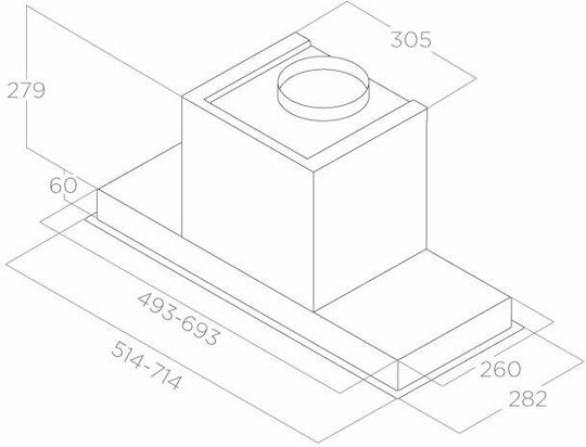 Elica Hidden 2.0 @ BLGL/A/52 Ventilation Mechanism 60cm Black