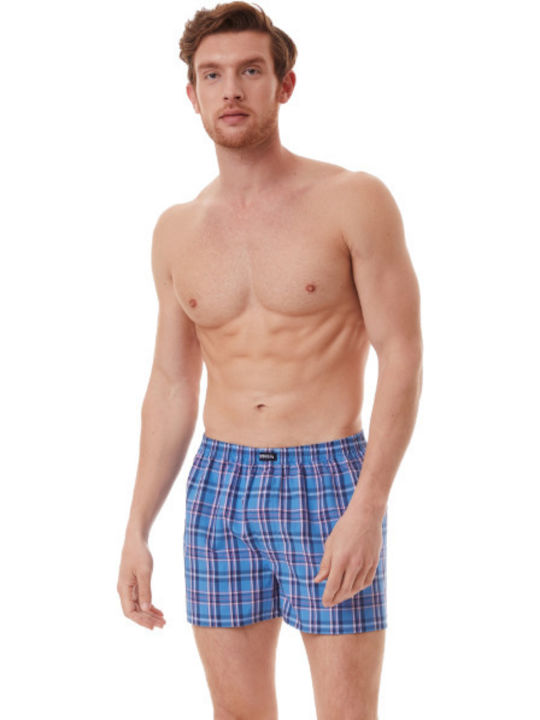 Minerva 90-23074 Men's Boxers Blue / Orange Checkered 2Pack 90-23074-006