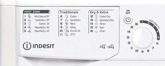 Indesit Πλυντήριο-Στεγνωτήριο Ρούχων 7kg/6kg 1400 Στροφές