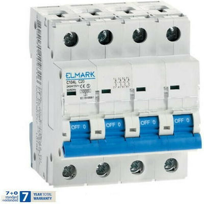 Elmark C104L 4-Poles Automatic Circuit Breaker 10A 10kA 230V Καμπύλη С 41403