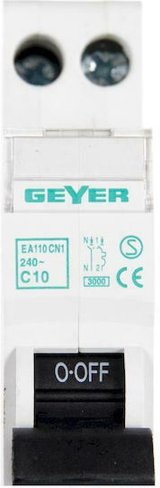 Geyer Αυτόματη Ασφάλεια 10A Διπολική AC EA110CN1