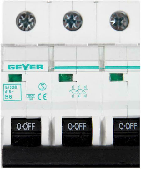 Geyer Automatic Circuit Breaker 6A Triple-pole AC EA306B