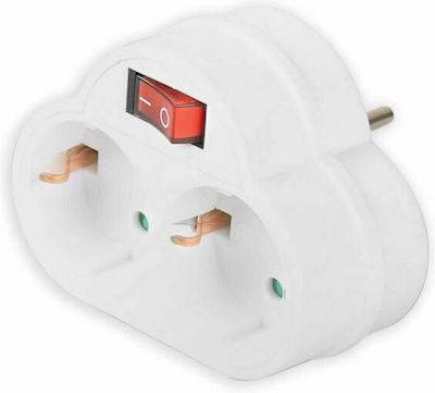 Lamtech 2-Outlet T-Shaped Wall Plug White