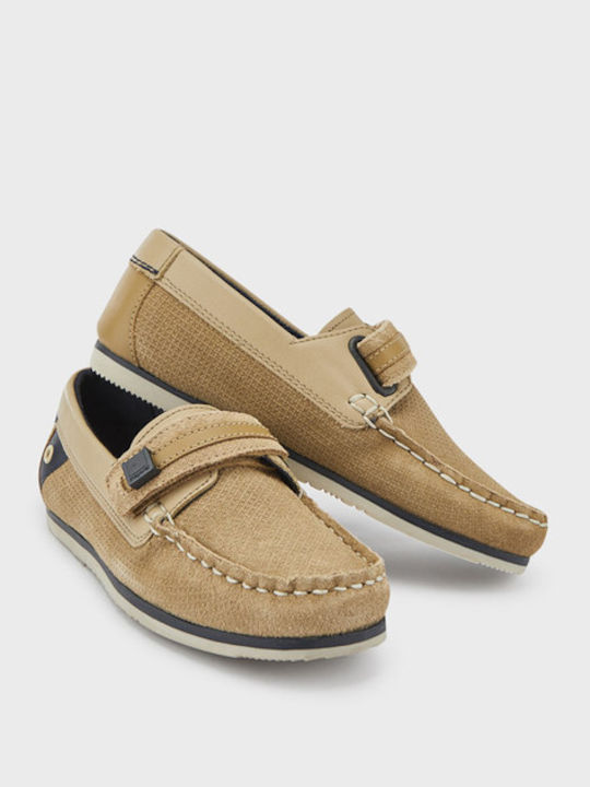 Suede Moccasins with Velcro Beige