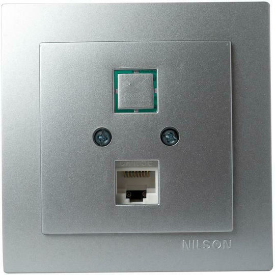 Geyer Nilson Einzeln Netzsteckdose RJ45 mit Rahmen Typ Cat5 in Silber Farbe 24131044