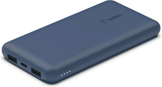 Belkin Boost Charge Power Bank 10000mAh 15W with 2 USB-A Ports and USB-C Port Blue