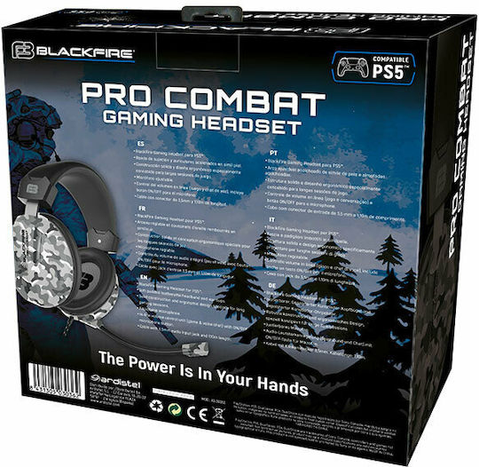 Ardistel Blackfire Pro Combat Over Ear Gaming Headset με σύνδεση 3.5mm Γκρι