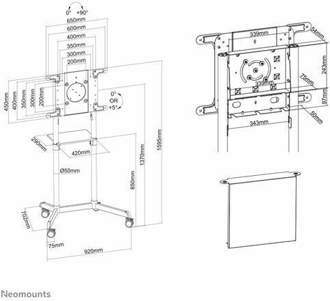 Neomounts NS-M1250 NS-M1250WHITE Стойка за телевизор Подов до 70" и 70кг Бял