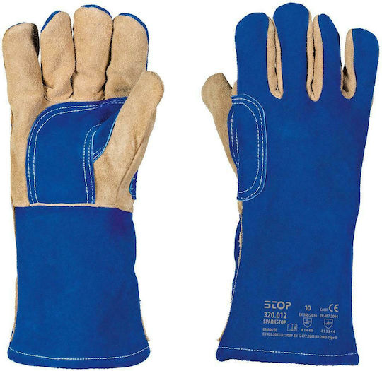 STOP Sparkstop Gloves for Work Welding Blue Leather/Cotton 1pcs