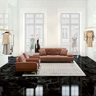 Ravenna Onyx Floor Interior Gloss Porcelain Tile 60x120cm Black