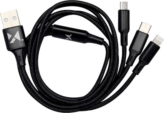 Wozinsky Braided USB to Lightning / Type-C / micro USB 1.25m 2.8A Cable (uniw-WUC-AB)