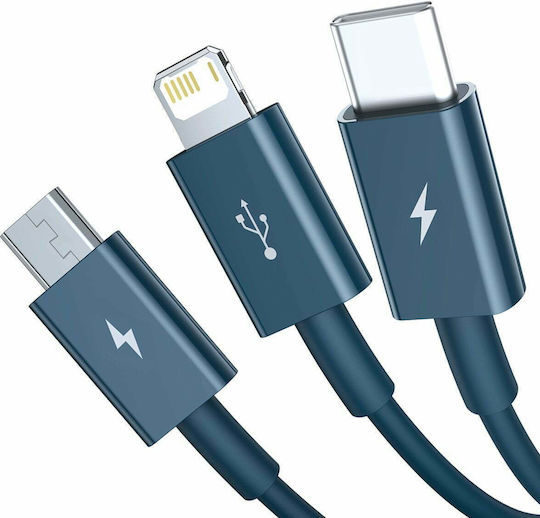 Baseus Superior Series Regular USB to Lightning / Type-C / micro USB Cable 3.5A Μπλε 1.5m (CAMLTYS-03)
