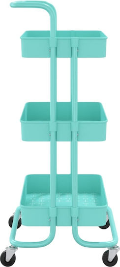 vidaXL Troleu De Bucătărie Metalic Cu 3 Locuri Albastru 42x25x83.5cm