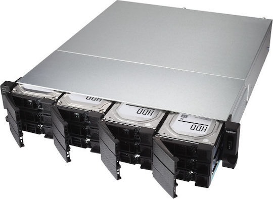 QNap TL-R1200C-RP Твърд диск кутия за 12 твърди дискове 2.5" / 3.5" SATA III в Черен цвят