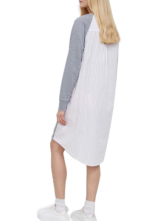 DKNY Midi All Day Φόρεμα με Μανίκι 3/4 Γκρι