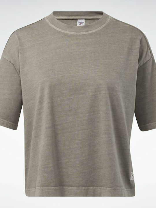 Classics Natural Dye Γυναικείο Αθλητικό Crop Top Κοντομάνικο Boulder Grey