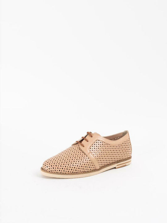 Mourtzi Leder Damen Oxfords in Gold Farbe