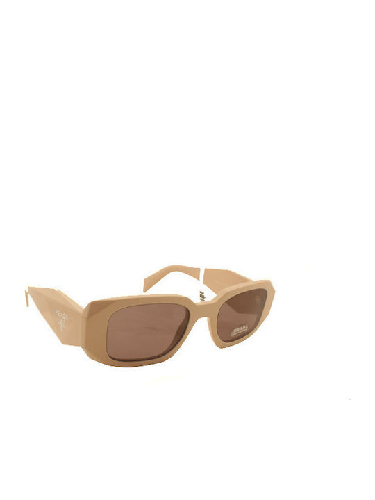 Prada Women's Sunglasses with Beige Plastic Frame and Purple Lens PR17WS VYJ6X1