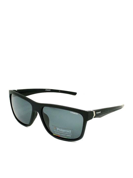 Polaroid Men's Sunglasses with Black Horn-Rimmed Frame and Grey Polarized Lens PLD7014/S 807/M9
