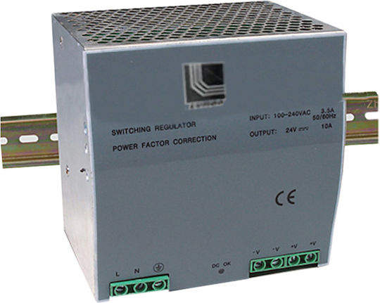Adeleq Τροφοδοτικό Ράγας με Έξοδο 24V και Ισχύ 240W 10A για Ταινίες LED