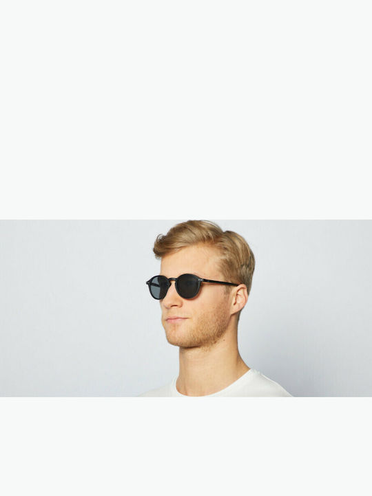 Izipizi Unisex Γυαλιά Ηλίου με Μαύρο Κοκκάλινο Σκελετό και Μαύρο Φακό