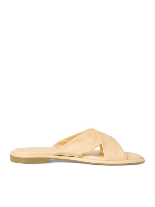 Leather Women's Flat Sandals Soft Lemon