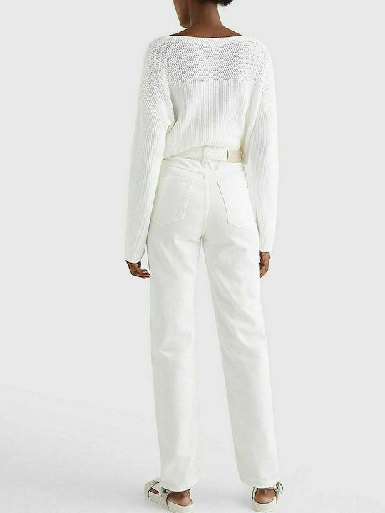 Tommy Hilfiger Γυναικείο Ψηλόμεσο Υφασμάτινο Παντελόνι Λευκό
