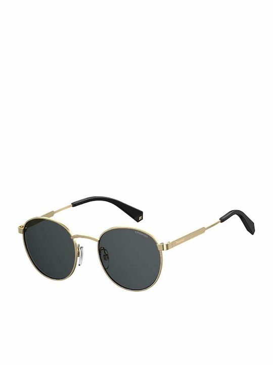 Polaroid Sunglasses with Gold Metal Frame and Black Polarized Lenses PLD 2053/S 2F7/M9