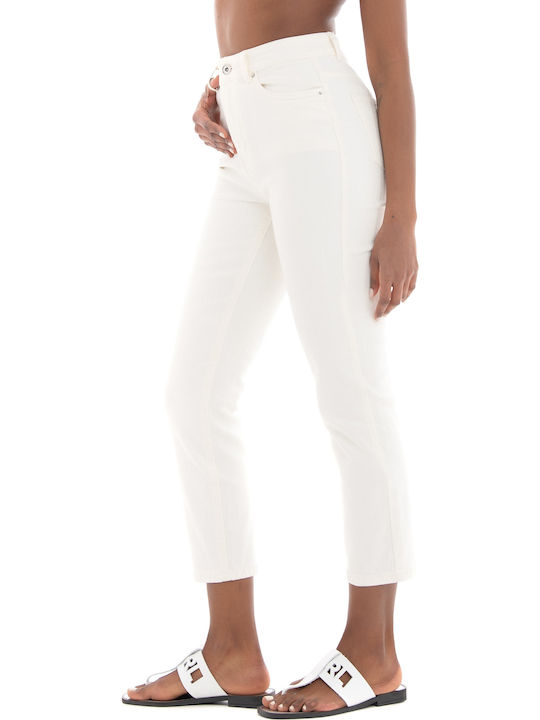 Brenda High Waist Women's Jean Trousers in Slim Fit Cloud Dancer