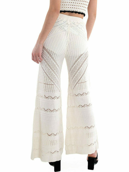 Tailor Made Knitwear Femei Talie înaltă Material textil Pantaloni largi Bej